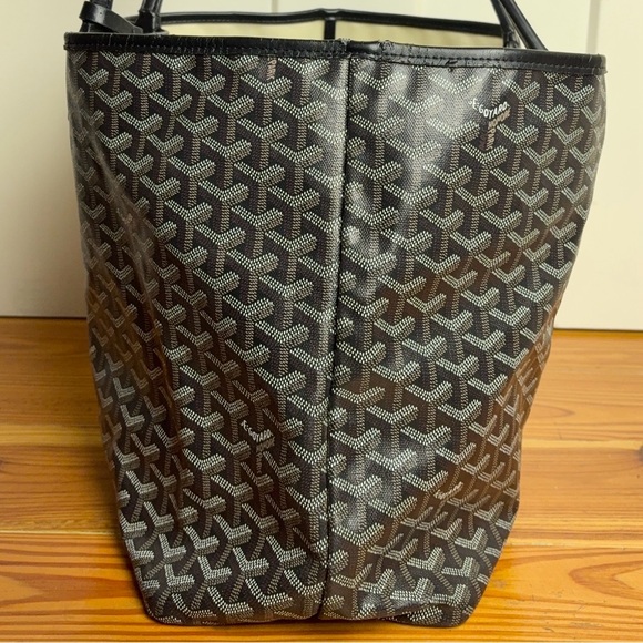 FAUX GOYARD SAINT LOUIS PM TOTE - BLACK GOYARDINE - Picture 9 of 16
